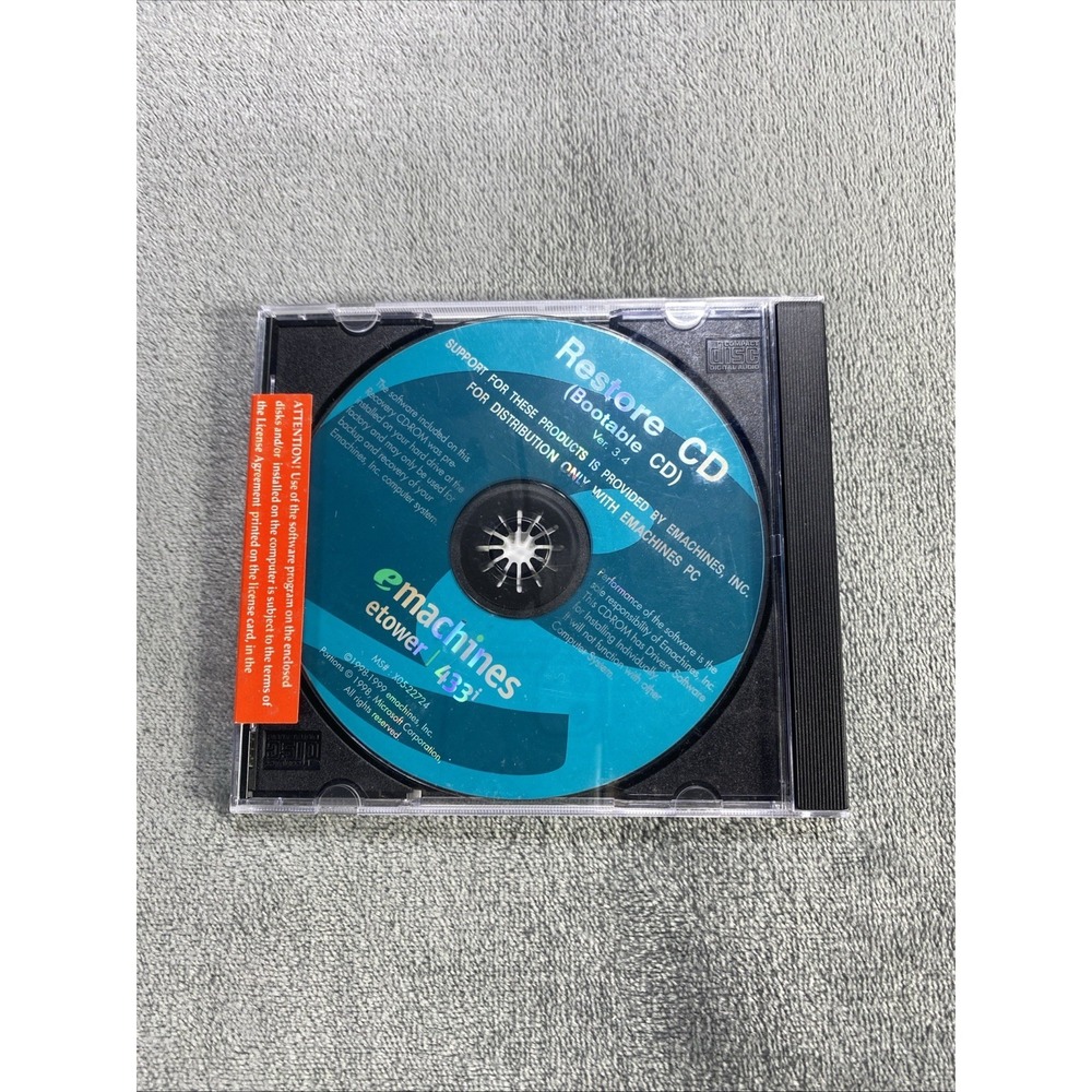 Emachines Ver 3.4 Restore CD (Bootable CD) 1998-1999 etower 433i Sealed NEW
